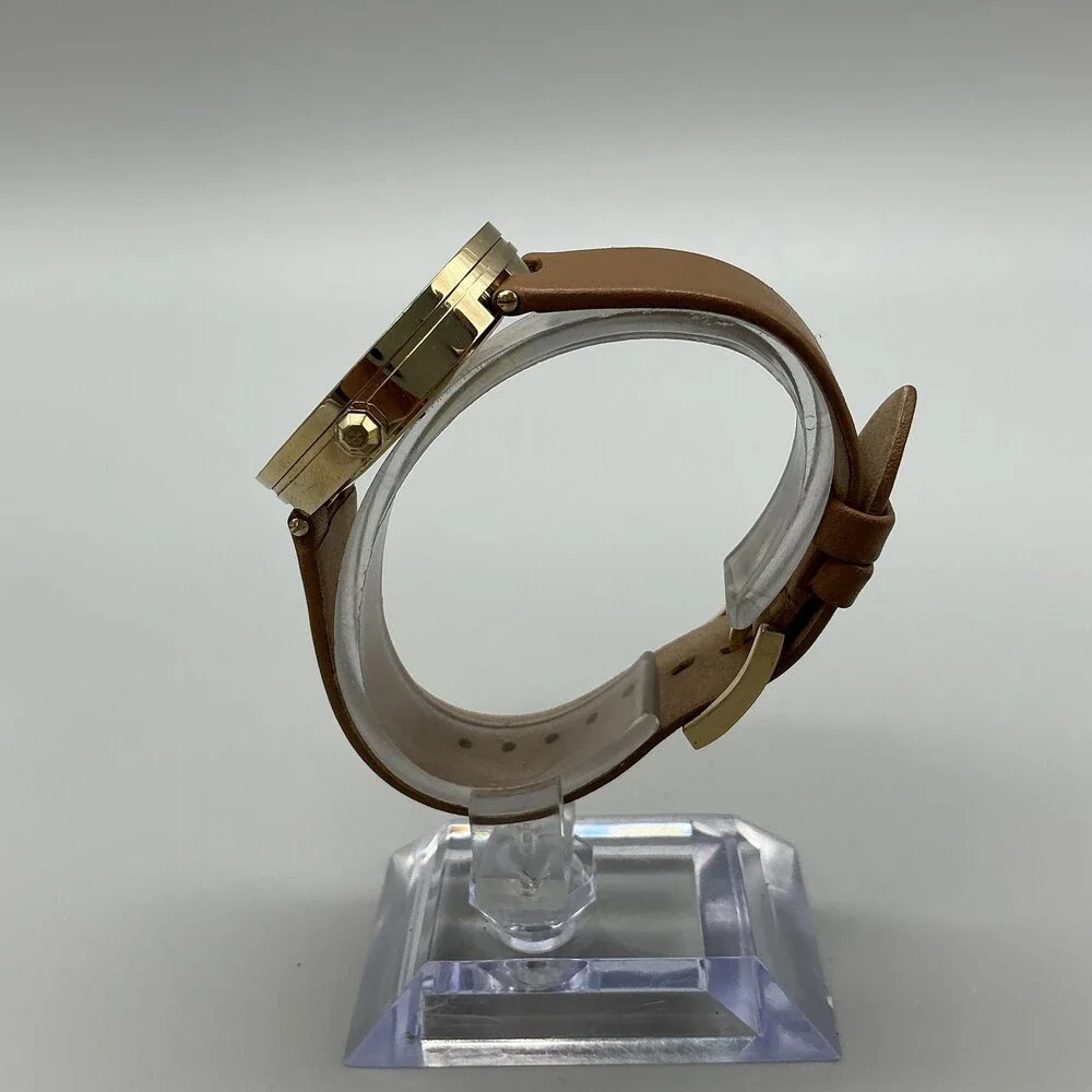 Tory Burch TBW4040 Womens Watch 36mm Multicolor Dial Gold Brown Leather New Batt